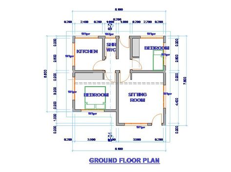 House 2 Bedroom, House Building Plans, Smart House Plans, Residential Building Plan, Four Bedroom House Plans, Unique House Plans, Bungalow Floor Plans, Affordable House Plans, Small House Floor Plans