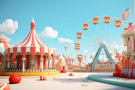 Cartoon fun architecture playground.  | premium image by rawpixel.com / juju. Amusement Park Rides Drawing, Amusement Park Cartoon, Amusement Park Landscape, Theme Park Illustration Concept Art, Amusement Park Illustration, Cartoon Park, Fun Architecture, Amusement Park Isometric, Cartoon Fun