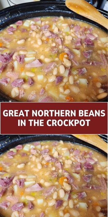 Enjoy the simple, wholesome flavors of our Great Northern Beans cooked slowly in the crockpot. A versatile, healthy side dish that's perfect with any meal. Crockpot Beans, Cracker Barrel Chicken, Beans In Crockpot, Liver And Onions, Healthy Fiber, Ham Bone, Ham And Beans, Ham And Bean Soup, Northern Beans