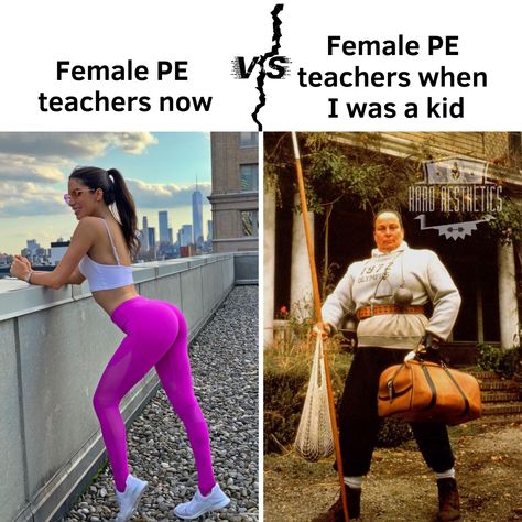 Female Pe Teachers Now Vs Female Pe Teachers When I was a kid #jenselter #gymmemes #hardaesthetics #Agathatrunchbull Agatha Trunchbull, Jen Selter, Pe Teachers, Female Teacher, Workout Memes, Gym Memes, Daily Grind, Instagram Profile, Gym