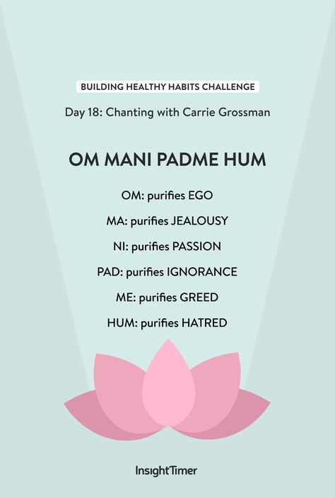 On Day 18 of the Building Healthy Habits Challenge, Carrie Grossman introduced us to the healing power of chanting using the Buddhist mantra of compassion, Om Mani Padme Hum. While meditation is often done in silence, chanting uses sound to wake up our emotional body and tune our being to the frequency of love. As we repeat the words over and over, our mind begins to relax and drop into the heart. #mantra #meditation #mindfulness #chanting #spirituality Buddhist Mantras, Mantra For Healing, Mantra Meditation, Kleem Mantra Benefits, Mantra Meditation Words, Chanting Mantras, Om Mani Padme Hum Meaning, Buddhist Chants, Om Mantra Meditation