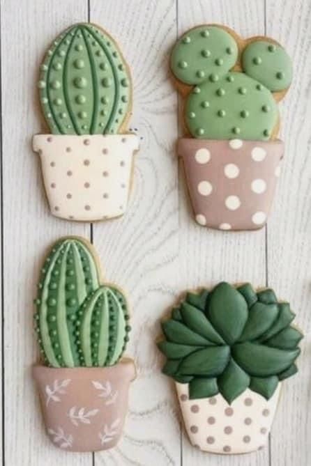 Plant Cookies Royal Icing, Succulent Decorated Cookies, Plant Cookies Decorated, Succulent Sugar Cookies, Succulent Cookies Decorated, Plant Cookies, Cactus Cookies Decorated, Cactus Sugar Cookies, Succulent Cookies