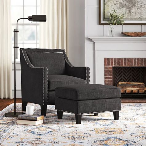 Rotterdam 73.66Cm Wide Polyester Armchair and Ottoman Accent Chair With Ottoman, Armchair And Ottoman, Armchair With Ottoman, Chair With Ottoman, Furniture Layout, Upholstered Arm Chair, Barrel Chair, Accent Chairs For Living Room, Sit Back And Relax