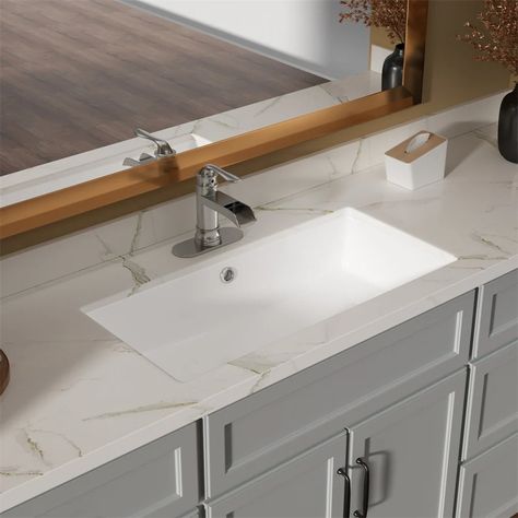 28"x14" White Ceramic Rectangular Undermount Bathroom Sink w/ Overflow - Bed Bath & Beyond - 39909987 Sink Dimension, Bathroom Restaurant, Rectangular Sink Bathroom, Undermount Sinks, Restaurant Office, Undermount Bathroom Sink, Plumbing Bathroom, Undermount Sink, Ceramic Sink