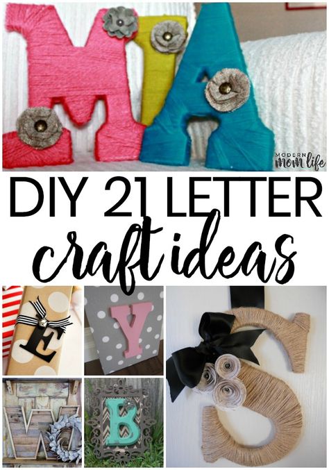 Over 21 DIY letter craft ideas using various supplies. #DIY #Gifts #DIYGiftIdeas #WallArt #Letters via @amodernmomlife Diy Letter Decor Initials Wall Art, Diy Letter Decor Initials, Painted Letters Diy, Diy Wall Letters, Diy Letter Decor, Letter Decoration Ideas, Five Minute Crafts, Diy Alphabet Letters, Wooden Letters Diy