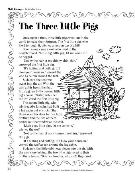 The Three Little Pigs Fairy Tale Math Activities, Fairy Tale Math, Funny Fairy, Three Little Pigs Story, Ocean Craft, The Little Red Hen, English Stories For Kids, Reading Comprehension Lessons, The Three Little Pigs