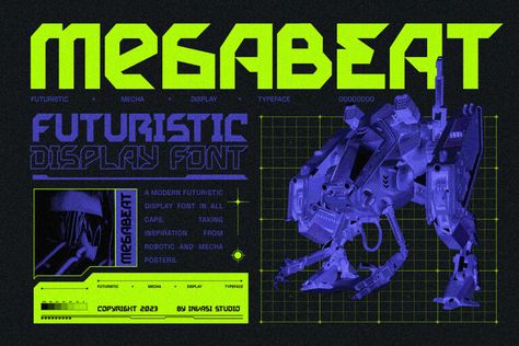 Megabeat is a new and exciting font that is inspired by the robotic and mecha poster movies of the past. The font references the science-fiction visual of the retro-futurism mindset, making it perfect for any project that requires a futuristic and technologically advanced design. This font is perfect for creating sci-fi movie posters, serials, technology-based […] The post Megabeat Font appeared first on FreeFontDL. Sci Fi Fonts, Sci-fi Ui, Futuristic Typography, Cyberpunk Design, Futuristic Fonts, Sci Fi Design, Display Fonts, The Font, Futuristic Art