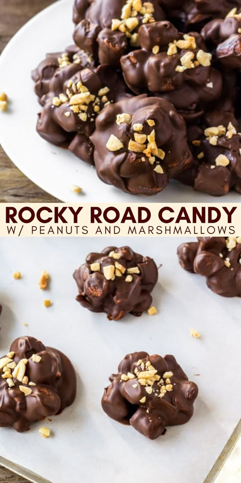 Rocky Road Candy, Candy Recipes Homemade, Christmas Candy Recipes, Candy Treats, Homemade Candy, Candy Fudge, Rocky Road, Candy Desserts, Homemade Candies