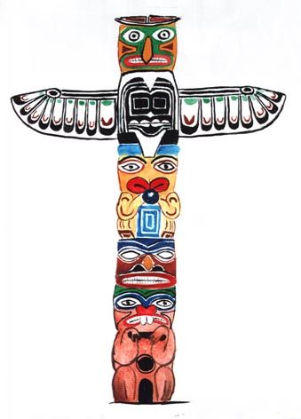 totem Totem Pole Project, Native American Totem Poles, Arte Haida, Animal Symbols, Totem Pole Art, Tiki Tattoo, Native American Totem, Totem Design, Pole Art