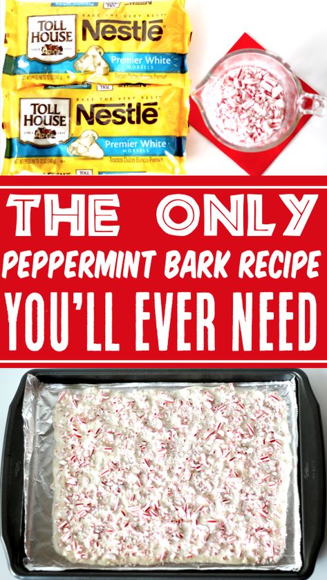 Peppermint Christmas Bark Recipes, Recipes With Almond Bark, White Chocolate Christmas, Candy Cane Bark, Things To Make With Candy Canes, Easy Christmas Bark Recipes, Crockpot Peppermint Bark, Christmas Candy Easy Simple, 3 Ingredient Christmas Treats