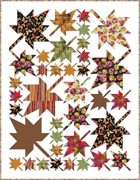 Autumn Leaves Quilt Pattern, Leaf Quilt Patterns Free, Fall Leaves Quilt, Autumn Leaves Quilt, Leaf Quilts, Autumn Quilts, Leaves Quilt, Autumn Quilt, Leaf Quilt