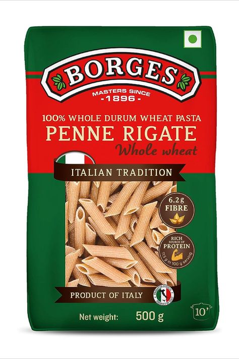 Brand Borges Variety Penne Item Weight 500 Grams Diet Type Vegetarian Number of Items 1 Package Information Packet Flavour Whole Wheat Package Weight 0.5 Kilograms Net Quantity 500.0 gram Wheat Pasta, Italian Traditions, Fiber Rich, Penne Pasta, Homemade Pasta, Amazon Products, Whole Wheat, Pasta Dishes, Wheat