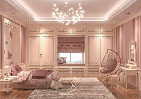 Big Room Ideas Bedrooms Luxury, Pink Luxury Bedroom, Big Bedroom Aesthetic, Big Bedroom Luxury, Rich Bedroom Luxury, Teenager Bedroom Design, Luxury Kids Bedroom, Idea Bedroom, Fancy Bedroom