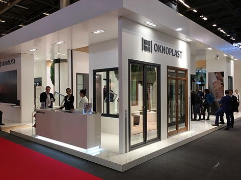 Oknoplast Batimat Paris - Exhibition stand on Behance Modern Partition Walls, Fair Stand, Showroom Decor, Exhibition Stall Design, Luxury Door, Exhibition Building, Exhibition Stall, Showroom Interior Design, Stall Designs