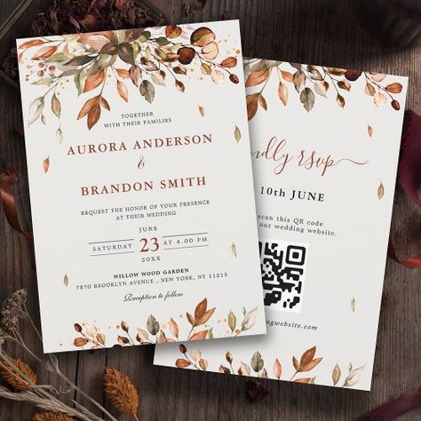 $1.90 | Fall Autumn Leaves Rustic Country Boho Wedding In | Wedding Invitations | fall autumn rustic country wedding, terracotta orange red green brown, tropical vibrant burnt orange floral, bohemian warm chic boho wedding, modern fall september october leaf, exotic earthy tones terra cotta, botanical autumn rust copper shades, eucalyptus greenery coastal peach, stylish unique trendy simple minimalist, rustic country outdoor marsala wine Country Boho Wedding, Copper Wedding Theme, Chic Boho Wedding, Wedding Terracotta, Boho Wedding Invitation Template, Popular Wedding Invitations, Rustic Boho Wedding, Green Eucalyptus, Copper Wedding