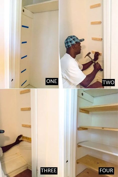 Two easy tutorials to DIY your own custom shoe closet over the weekend. #shoeclosetideas #shoeclosetorganization #shoeclosetdiy #dashofjazzblog Shoe Rack In Small Closet, How To Build A Shoe Rack Closet, Small Closet Shoe Rack, Entryway Closet Shoe Storage, Build Shoe Rack, Shoe Rack Closet Ideas, Closet Shelves For Shoes, Custom Shoe Racks Shelves, Diy Shoe Organizer For Closet