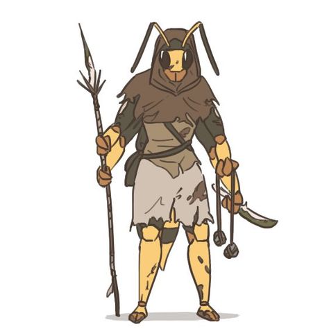 Bug People Art, Thri Kreen Art, Fantasy Bugs, Thrikreen Dnd, Thri Kreen Dnd, Thri Kreen Character Design, Bug Humanoid, Humanoid Insect, Thri Kreen