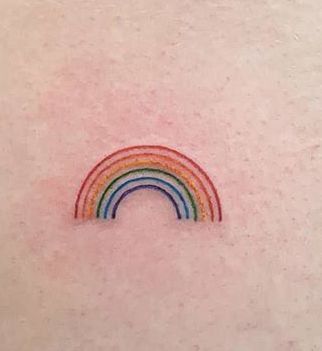 Mini Rainbow Tattoo, Little Rainbow Tattoo, Simple Rainbow Tattoo, Small Rainbow Tattoo, Tiny Rainbow Tattoo, Rainbow Tattoo Ideas, Lgbt Tattoo, Rainbow Tattoo, Pride Tattoo