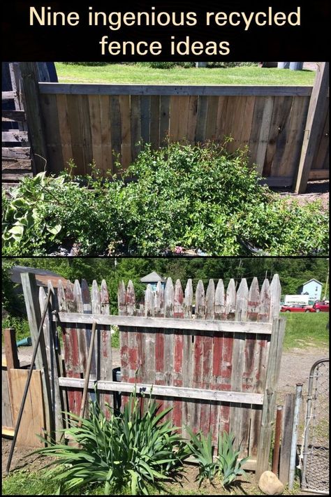 Nine ingenious recycled fence ideas Build a new fence out of recycled materials with this project. Fence From Recycled Materials, Allotment Fence Ideas, Unusual Fence Ideas, Old Fence Board Projects, Repurposed Fence Panels, Upcycled Fence, Wood Pallet Fence, Stockade Fence, Old Fence Wood