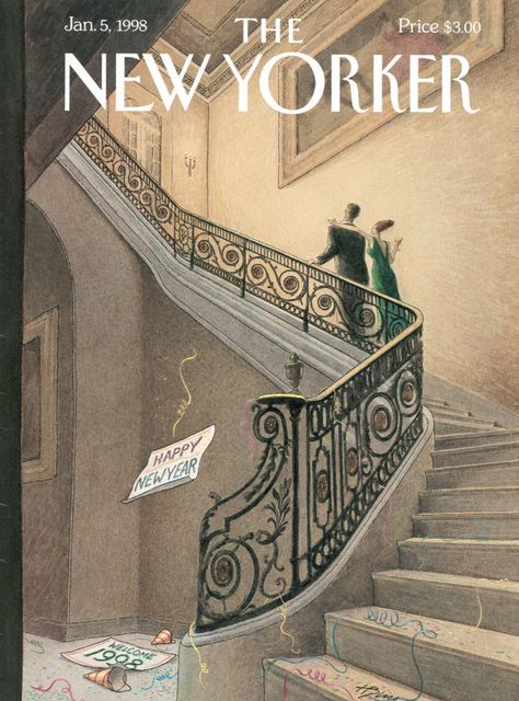 New Yorker January, New Yorker Cover, The New Yorker Magazine, New Yorker Magazine, New Yorker Covers, January 5th, Vintage Poster Art, Art Collage Wall, Vintage Magazines