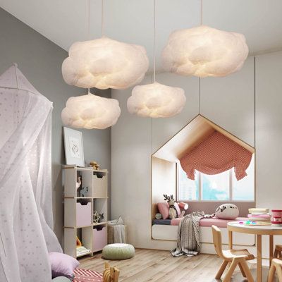 Hanging Clouds, Cloud Pendant, Creative Kids Rooms, Boho Classroom, Cloud Lamp, Kids Room Lighting, Light Hanging, White Lamp Shade, Children Room