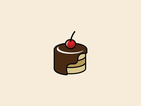 Cherry Cake Cake Logos Ideas, Cake Logo Design Graphics, Cartoon Slice Of Cake, Cake Page Logo Design, Cake Vector Logo, Dessert Background, Cherry Cake Illustration, Horizontal Illustration, Cream Birthday Cake