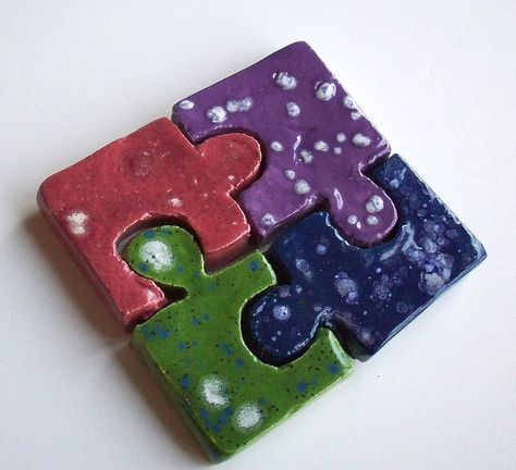 Puzzle Pieces | by jmnpottery Ceramic Puzzle Pieces, Clay Puzzle Pieces, Ceramic Games, Clay Puzzle, Clay Draping, Ceramic Puzzle, Puzzle Piece Art, Puzzle Piece Crafts, Kids Clay