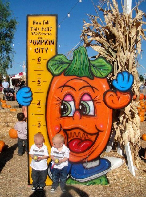 How tall this Fall? How Tall This Fall Sign, How Tall This Fall, Meme Pumpkin, Pumpkin Patch Business, Farm Decorations, Pumpkin Picture, Farm Festival, Cartoon Decor, Fall Festival Games