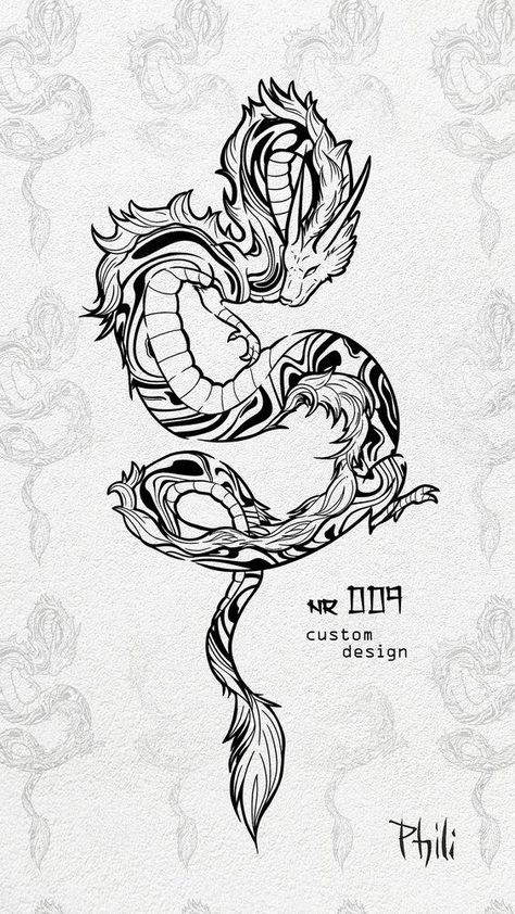 Fantasy Tattoo Designs Drawings, Anime Dragon Tattoo Designs, Year Of The Dragon Tattoo 2000, Cool Dragon Designs, Dragon Tattoo Designs Simple, Cool Design Tattoos, Dragon Tattoo Template, Dragon Tattoo Linework, Dragon Tattoo Designs Sketches