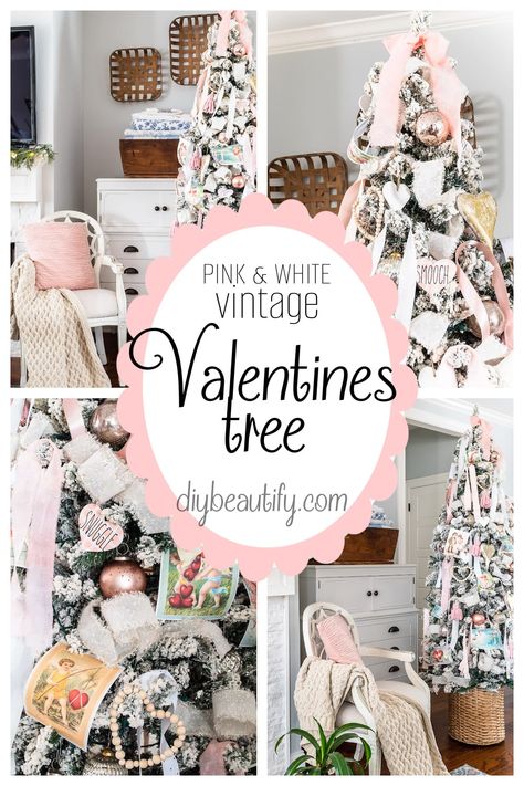 Vintage Valentines Tree, Valentine Trees Ideas, Valentine’s Tree, Valentines Christmas Tree Ideas, Valentines Day Tree Ideas, Valentine’s Day Tree Ideas, Valentine Ornaments Diy, Valentine Tree Ideas, Valentines Day Christmas Tree