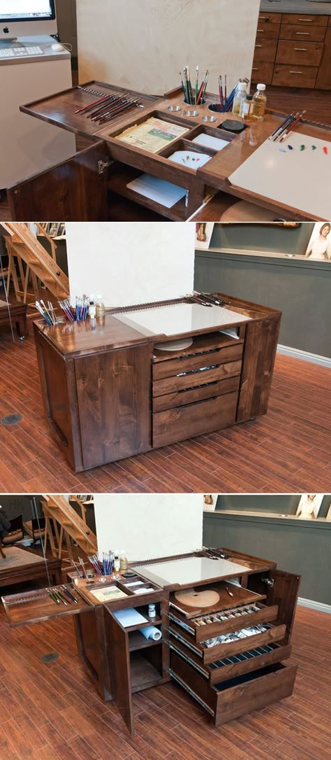 Get hands-on with these easy and stylish woodworking project ideas. Studio Seni, Ruangan Studio, Art Studio Space, Art Studio Organization, Woodworking Cabinets, Art Studio Room, Art Studio Ideas, Deco Studio, Studio Spaces