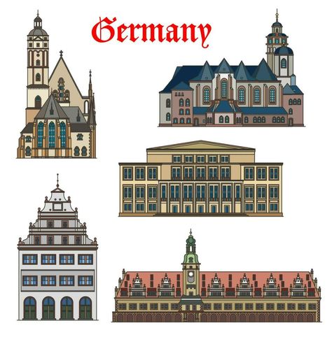 German architecture buildings, Leipzig landmarks German Landmarks, German Culture, German Architecture, Game Board, Architecture Building, Board Games, Monument, Vector Free, Cricut