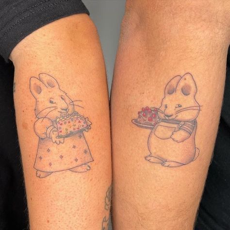 Matching Sibling Tattoos, Ruby Tattoo, Simpsons Tattoo, Max And Ruby, Sibling Tattoos, 4 Tattoo, Cute Little Tattoos, Matching Tattoo, Cartoon Tattoos