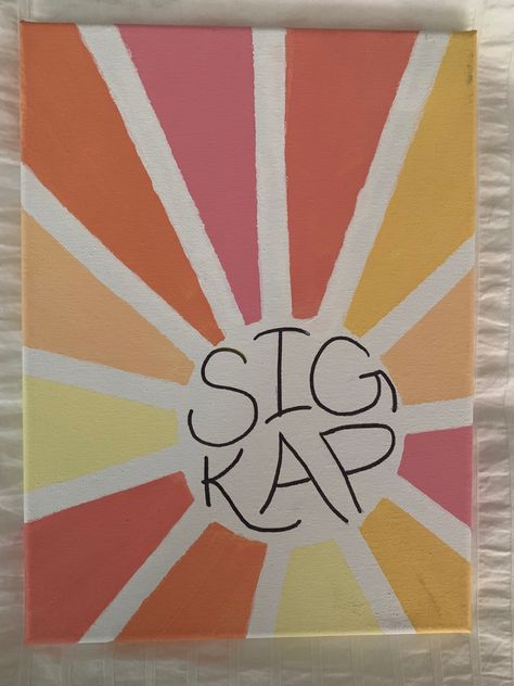 Yellow Sorority Canvas, Sorority Clipboard Ideas, Sigma Kappa Painting, Sorority Canvas Paintings Simple, Sigma Kappa Canvas Paintings, Gphi Canvas Paintings, Sorority Painting Canvases, Easy Sorority Canvas, Sorority Crafts Canvases