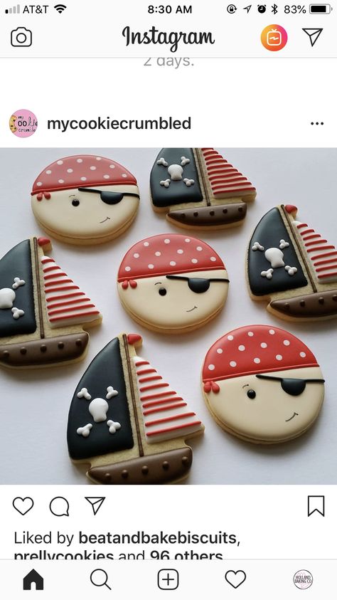 Pirate Party Cookies, Pirate Cookies Easy, Pirate Themed Cookies, Pirate Birthday Cookies, Pirate Sugar Cookies, Pirate Cookies Decorated, Pirate Treats, Pirate Snacks, Summer Sugar Cookies