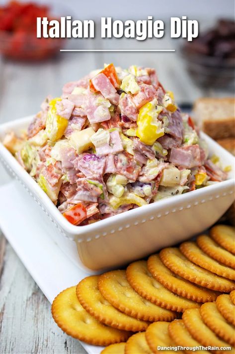 26 Delicious Cold Dip Recipes Perfect for a Crowd Hoagie Dip Recipe, Italian Hoagie Dip, Sandwich Fixings, Summer Dip Recipes, Hoagie Dip, Creamy Avocado Dip, Italian Dip, Girls Pool Party, Italian Hoagie