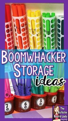 Clever ideas for storing Boomwhackers in your music classroom are highlighted. Boomwhacker storage can be inexpensive and beautiful with these ideas. Boomwhacker Storage, Music Organization, Boomwhacker Music, Music Classroom Organization, Music Room Organization, Elementary Music Room, Music Room Design, Music Classroom Decor, Elementary Music Class