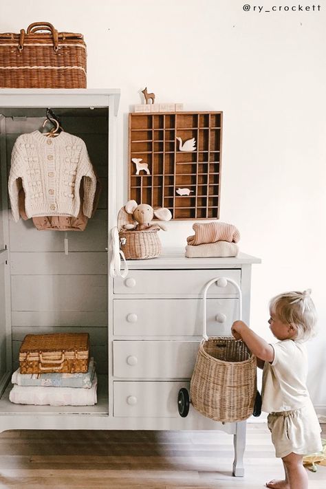 Tidy toys away with our Rattan Baskets. Perfect to hang from a dresser or peg rail for cuddly friends, building blocks, and teeny socks. 📸. @ry_crockett #olliella #olliellabaskets Peg Rail Basket, Apt Organization, Friends Building, French Country Ideas, Brothers Room, Trolley Storage, Blue Gray Bedroom, Swedish Farmhouse, Peg Rail