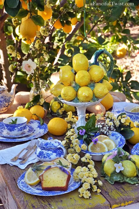 Under The Lemon Tree, Summer Tea Recipes, Lemon Tablescape, Infused Tea, Italy Kitchen, Fresh Mint Tea, Tea Time Party, Candied Lemon Peel, Citrus Grove