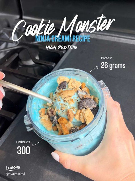 Cookie Monster Ninja Creami protein ice cream 🍪 | Gallery posted by avavescovi | Lemon8 Cookie Monster Ninja Creami, Fairlife Protein Shake Ninja Creami Recipes, Ninja Creami Cookie Monster Ice Cream, High Protein Low Carb Ninja Creami, Chips Ahoy Protein Shake, Ninja Creami Cotton Candy Ice Cream, Fairlife Creami Recipes, Protein Shake Ninja Creami Recipes, Ninja Creami Ice Cream Recipes Premier Protein