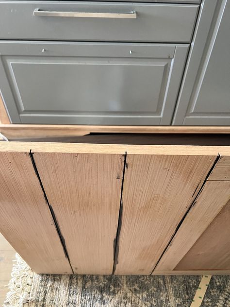 Diy Panel Appliances, Paneled Dishwasher, Peel And Stick Wood, Condo Remodel, Drawer Dishwasher, Plywood Panels, Set Of Drawers, Diy Building, Paint Line