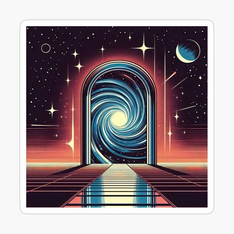 Get my art printed on awesome products. Support me at Redbubble #RBandME: https://www.redbubble.com/i/sticker/Time-Traveler-and-Portal-Pop-Art-Style-by-artofuniverse/164401344.EJUG5?asc=u Portal Artwork, Space Portal Art, Portal Opening Gif, Dimensional Portal, Portal 2 Atlas And P-body Art, Space Battles, Powerful Art, Portal, Time Travel