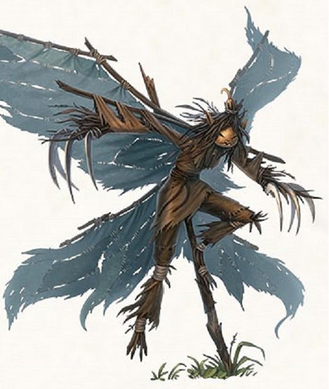 Scarecrow Monster Art, Scarecrow Oc Art, Dnd Construct Art, Dnd Scarecrow, Scarecrow Character Design, Scarecrow Oc, Monstrous Humanoid, Scarecrow Aesthetic, Scarecrow Monster