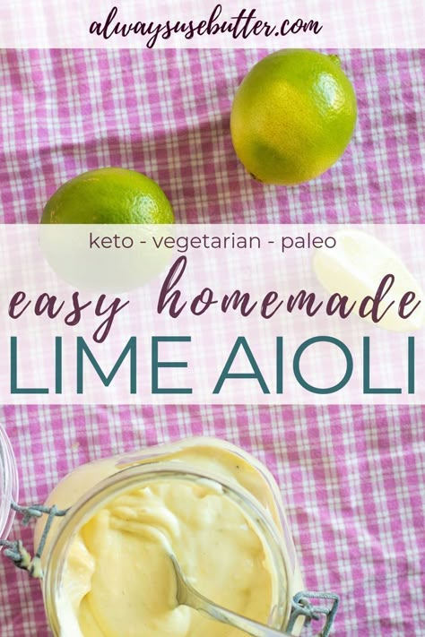 Dairy Free Sauce, Easy Tapas, Meze Recipes, Lime Aioli, Homemade Aioli, Dairy Free Sauces, Homemade Salsa Recipe, Aioli Recipe, Easy Dip