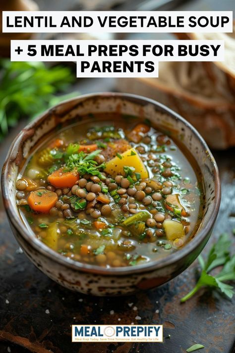 A bowl of hearty lentil and vegetable soup perfect for Meal Preps for Busy Parents. Meal Prep For Senior Citizens, Meal Prep Soups, Lentil And Vegetable Soup, Delicious Meal Prep Recipes, Student Meals, Budget Friendly Meals, Baked Ziti With Sausage, Meals For Dinner, Delicious Meal Prep