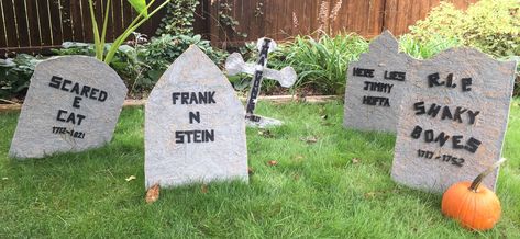 It's October, and that means Halloween! 💀🎃👻 . Check out our very first craft of the month, Easy DIY Tombstones for a Spooky Halloween: https://maplewoodroad.com/crafts/halloween-tombstones/ . And stay tuned, there's A LOT more to come! What are you excited about this Halloween? . . . www.maplewoodroad.com #maplewoodroad #livingintheville #halloween #tombstones #gravestones #DIY #craft Wood Tombstone Diy, Diy Wood Headstones Halloween, Wooden Gravestones Halloween, Plywood Gravestones, Diy Gravestone Halloween Wood, Halloween Tombstones Diy, Tombstone Diy, Kids Fathers Day Crafts, Halloween Tombstones