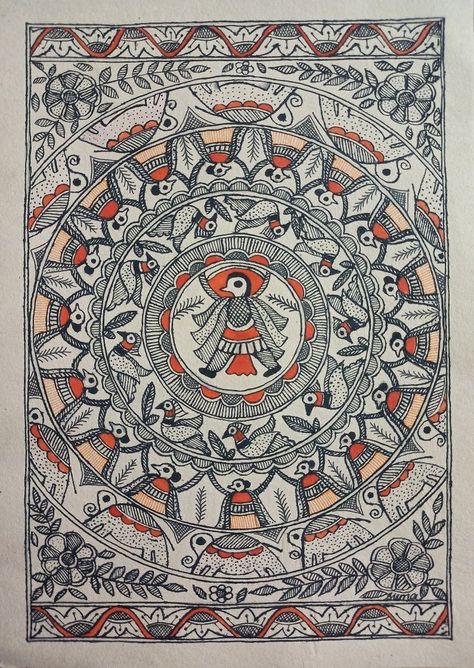 Madhubani Godna Painting, Godna Style Madhubani Painting, Godna Madhubani Painting, Godna Style Madhubani, Godna Painting, Godna Art, Madhubani Patterns, Madhubani Motifs, Mithila Art