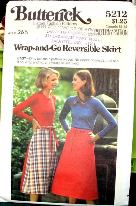 Butterick 5212 A | Vintage Sewing Patterns | Fandom Wrap Skirt Sewing Pattern, Vintage Wrap Skirt, Wrap Skirt Pattern, Reversible Skirt, Modern Sewing Patterns, Butterick Sewing Pattern, Easy To Sew, Sewing Skirts, Size Pattern