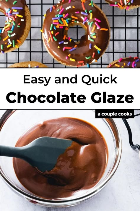 Dairy Free Glaze Icing, Chocolate Donut Frosting, Easy Chocolate Glaze, Donut Glaze Recipes, Easy Donut Recipe Baked, Chocolate Glaze Recipes, Chocolate Icing Recipes, Yummy Chocolate Desserts, Vegan Chocolate Pudding