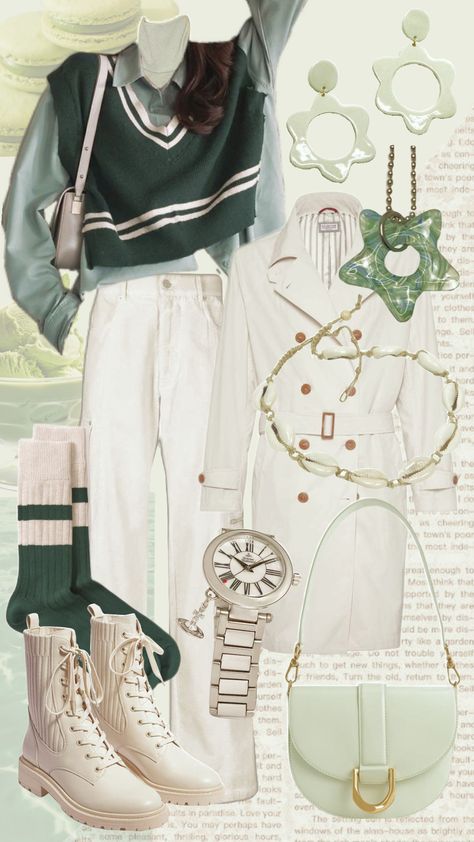 Green themed outfit #outfit #green #matcha Matcha Inspired Outfits, Matcha Green Outfit, Pale Green Outfit, Green Matcha, Outfit Reference, Inanimate Insanity, Matcha Green, Green Outfit, Themed Outfits